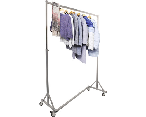 Professionele kledingrek, zeer stabiel, grijs, in hoogte verstelbaar, kledingstang 133 cm, draagvermogen 150 kg