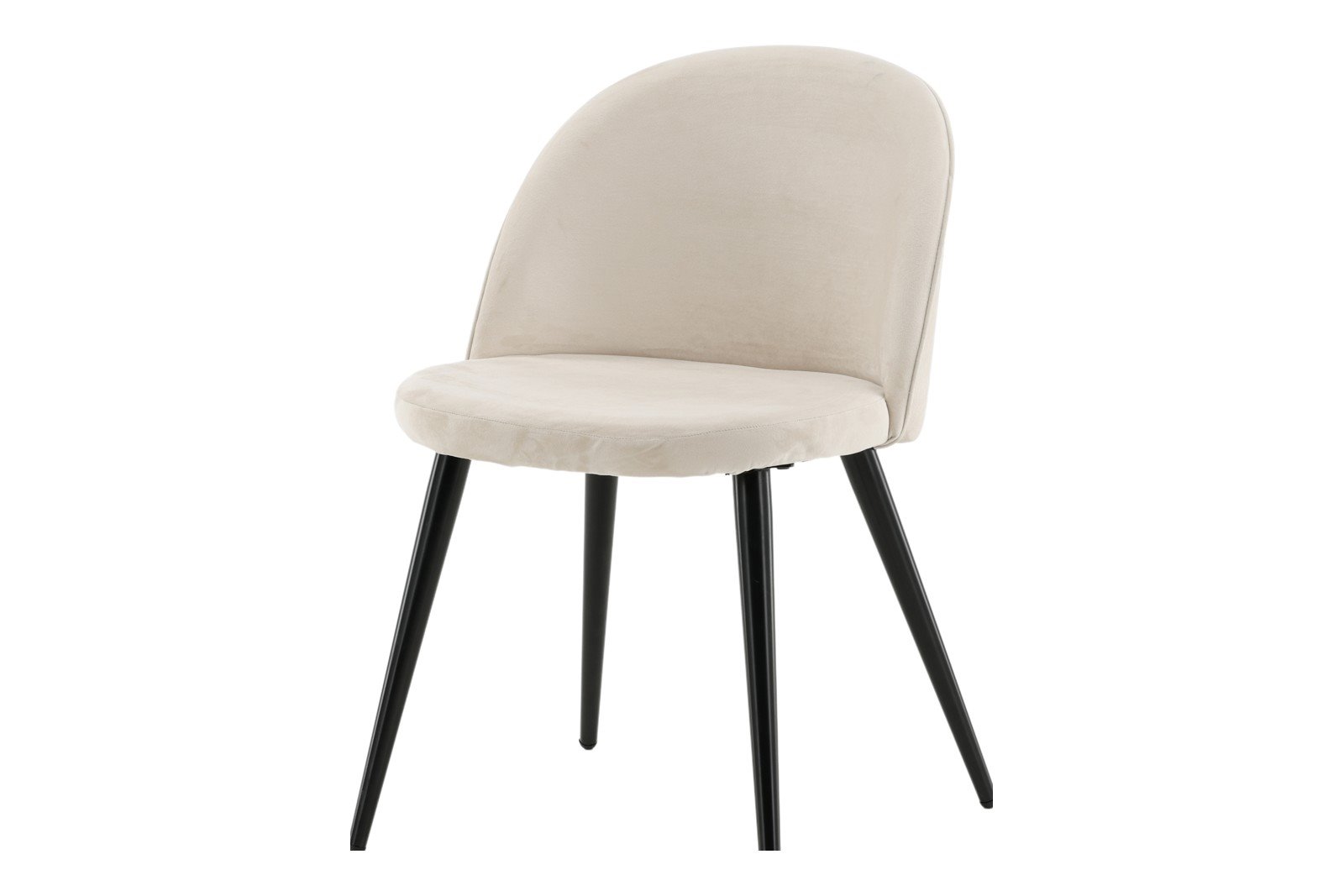 Velvet spisestol. Sett av 2 Sett av 2. Beige fløyelsstoff med sortlakkerte ben.