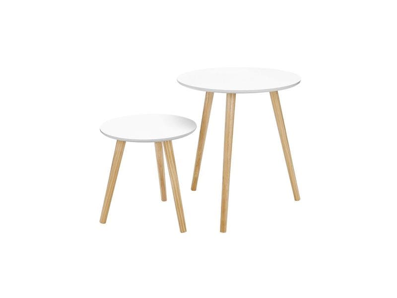 Songmics Beistelltisch 2er Set Weiss/Nature Skandinavische Sofatische