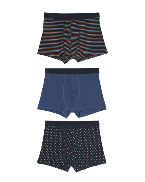3 boxers courts homme coton stretch pois bleu foncé