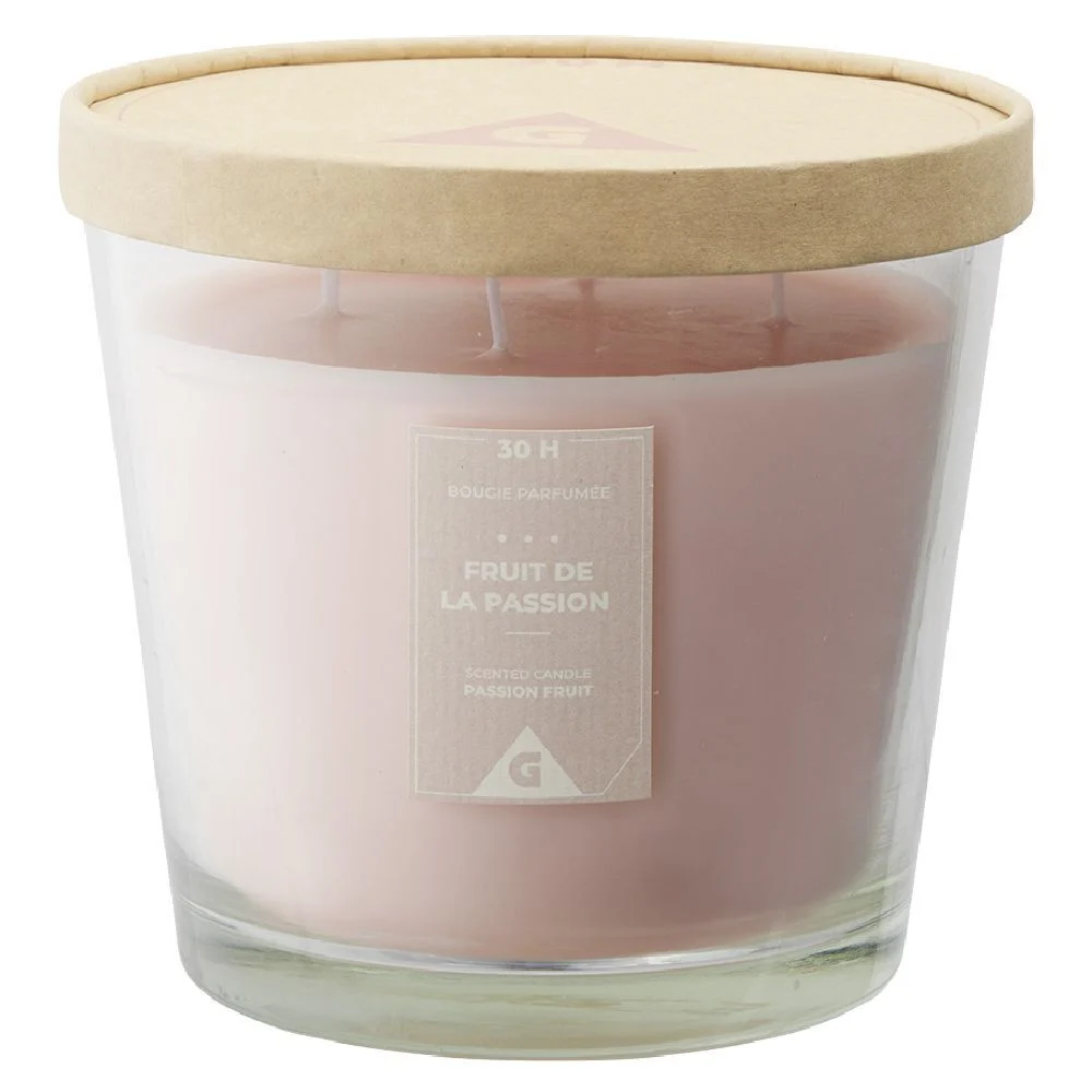 Bougie parfumée dans verre senteur fruit de la passion H12,5cm 30H