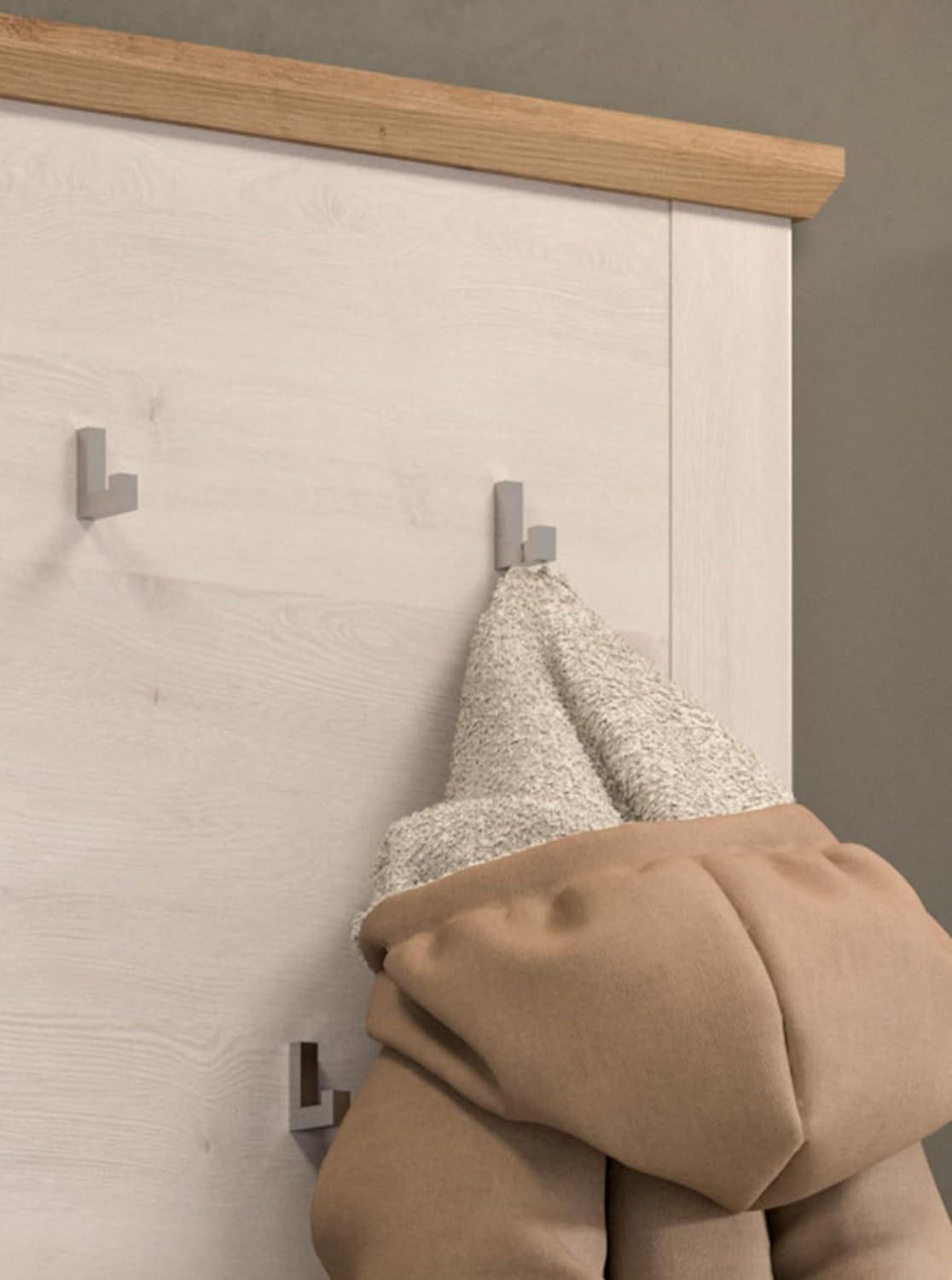 xonox.home Garderobe Verona 4tlg. Set Garderobenkombination Garderobenschrank Garderobenmöbel Flurmöbel-Set Flursystem Stauraumlösung in Sibiu Lärche Nb. Absetzung Artisan Eiche Nb.