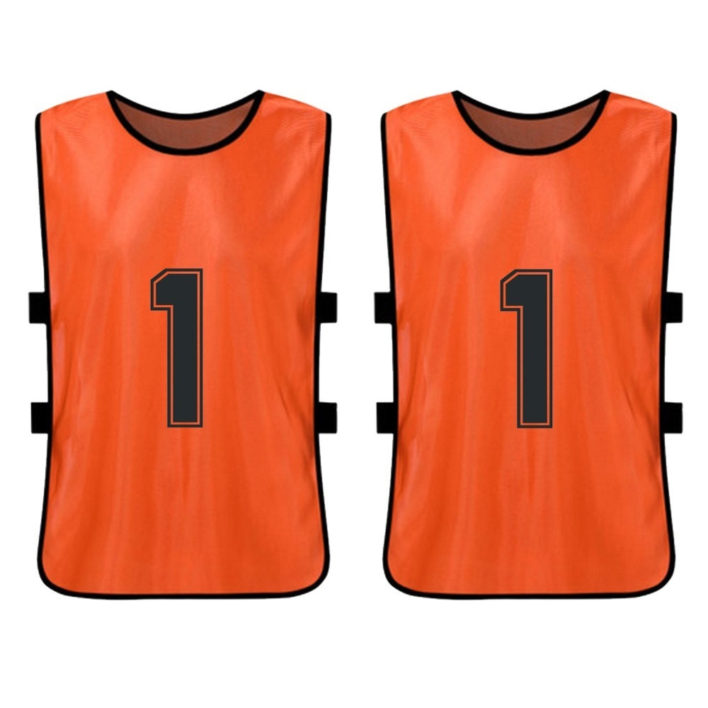 (6er Set) Sport Trikot Fussball Team Trainingsleibchen für Erwachsene (Unisex) - Orange