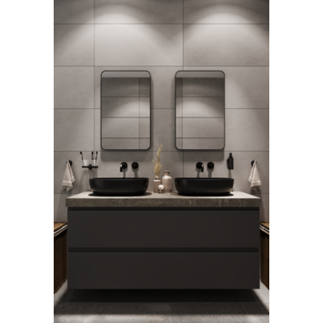 Haceka badkamerspiegel Deco mat zwart 80 x 55 cm rechthoek afgeronde hoeken