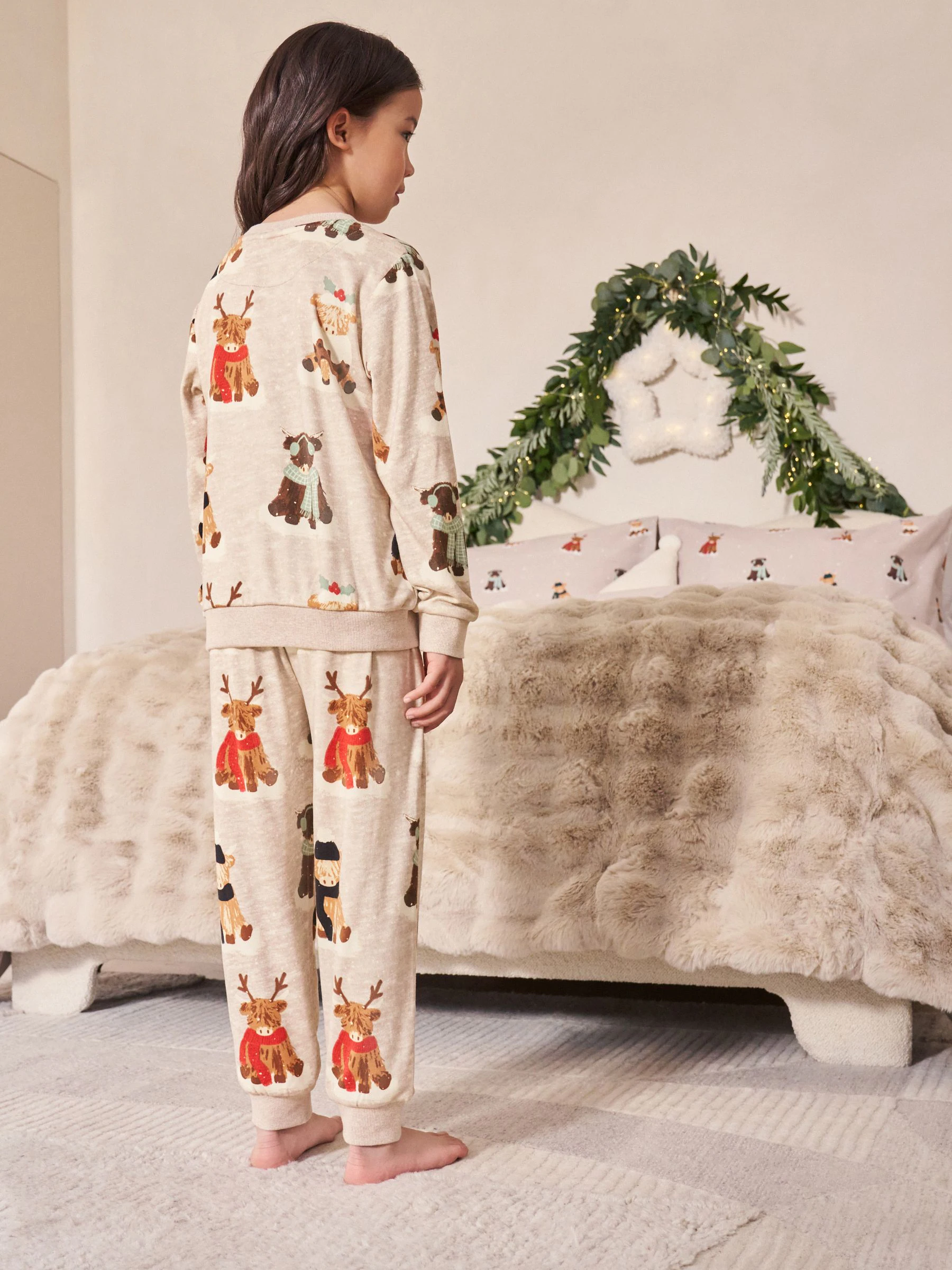 Havermout Hamish The Highland Cow - Matching Family Kerstmis Behaaglijke Pyjama's met Lange Mouwen (9mnd-16jr)
