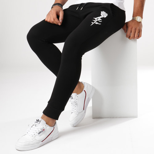 Pantalon Jogging Rose Typo Noir Blanc