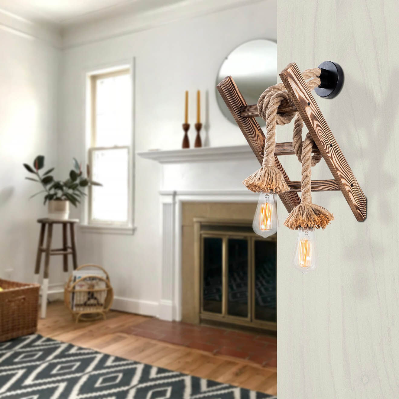 Opviq Applique murale Erebos bois - 25x26x45 cm