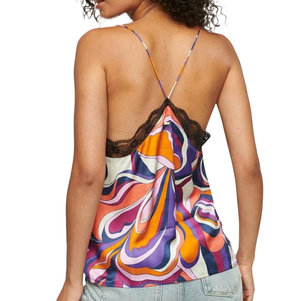 Superdry Top Violet/Orange/Noir Femme Superdry Studios