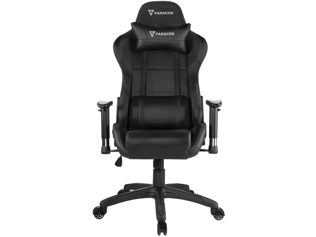 Paracon Rogue Fauteuil de gamer avec oreiller cervical et soutien lombaire, noir.