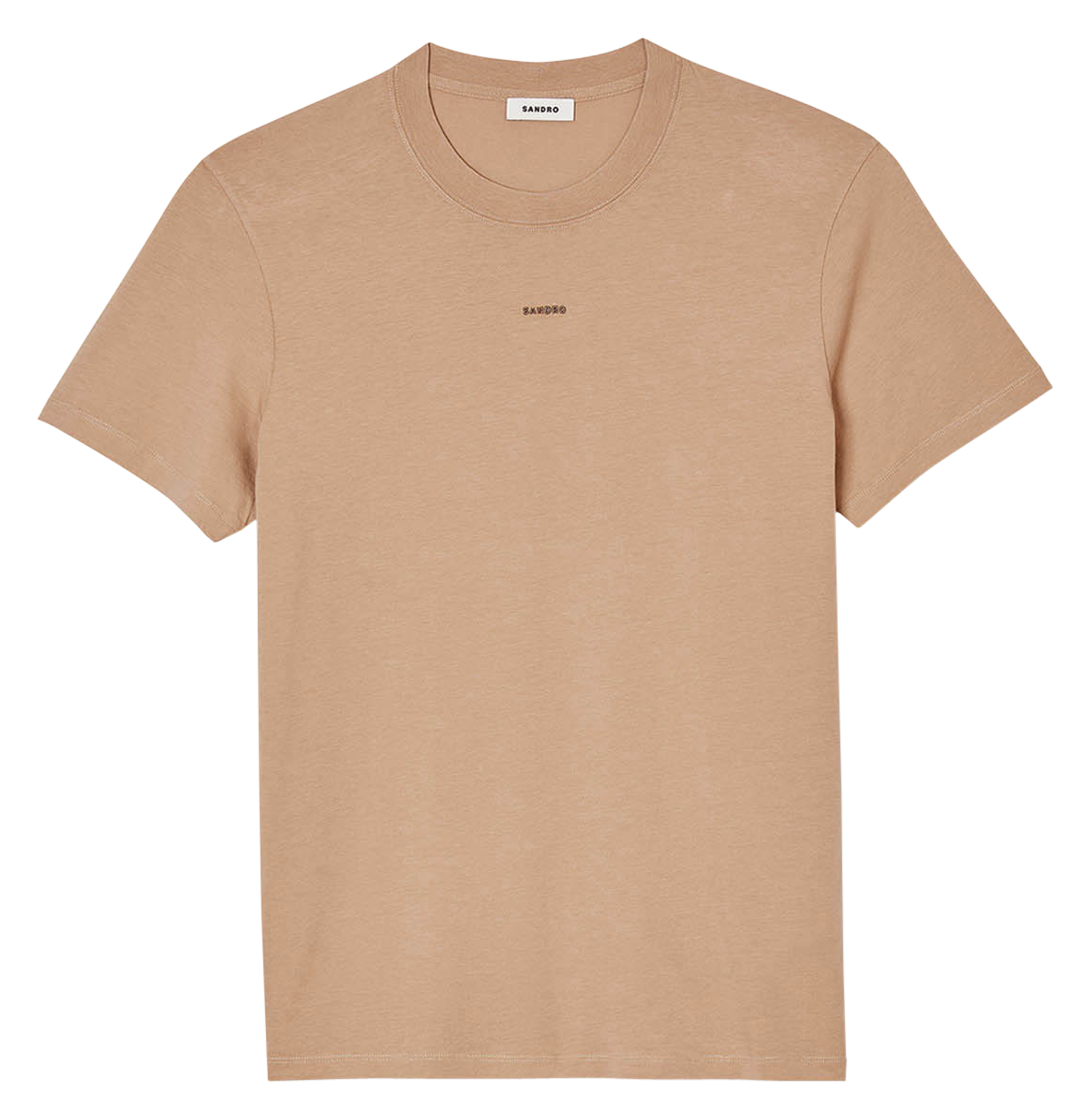 Tee-shirt droit col rond en coton | Marron