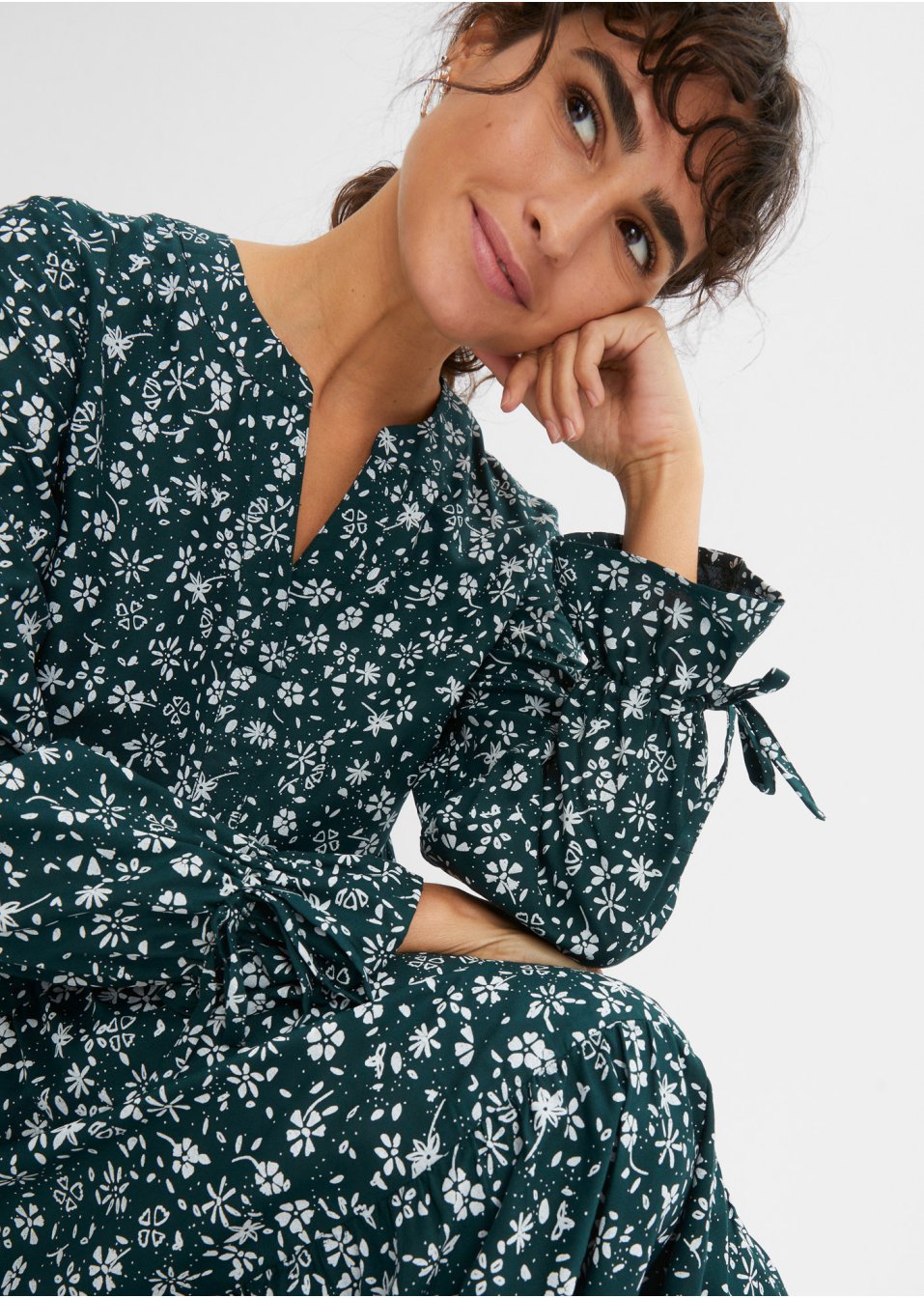 Robe longue imprimée en viscose