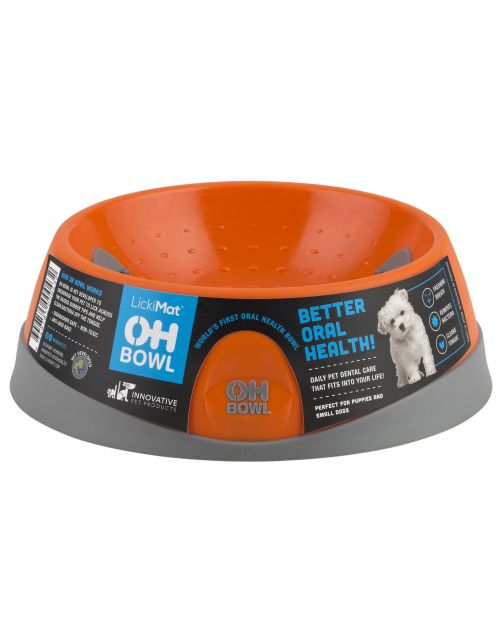 Lickimat Oh Bowl - Betere Orale Gezondheid! - Hondenvoerbak - Ø16x5 cm Oranje