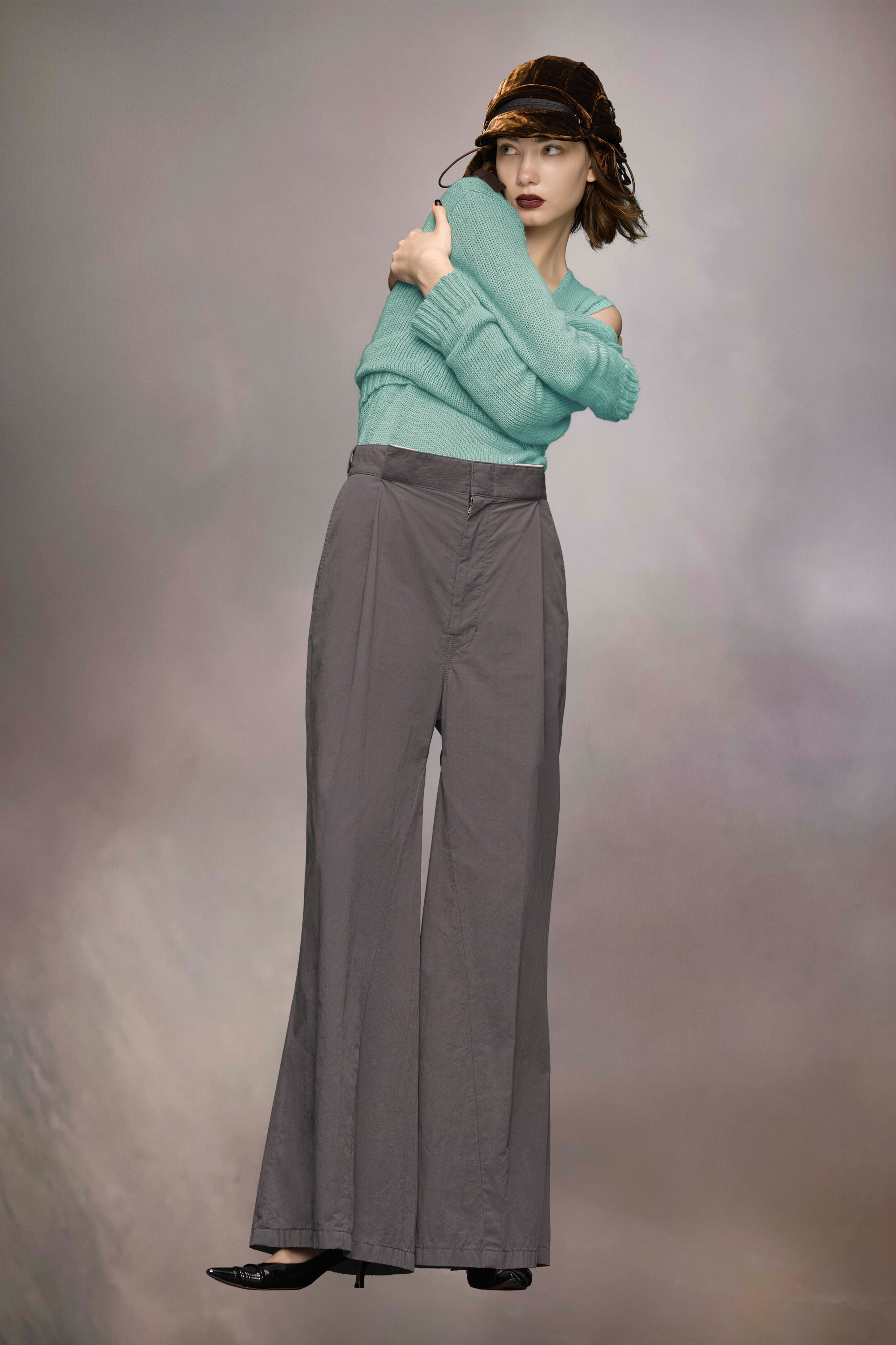 Pantalon à plis Gris asphalte