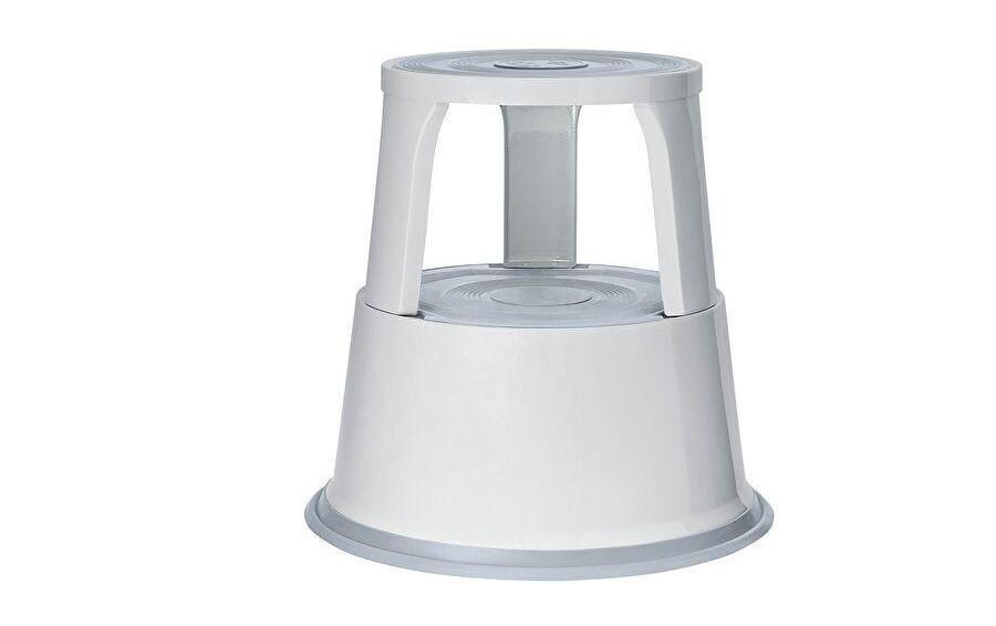 Hocker Step Metall, hellgrauRollhocker aus Metall