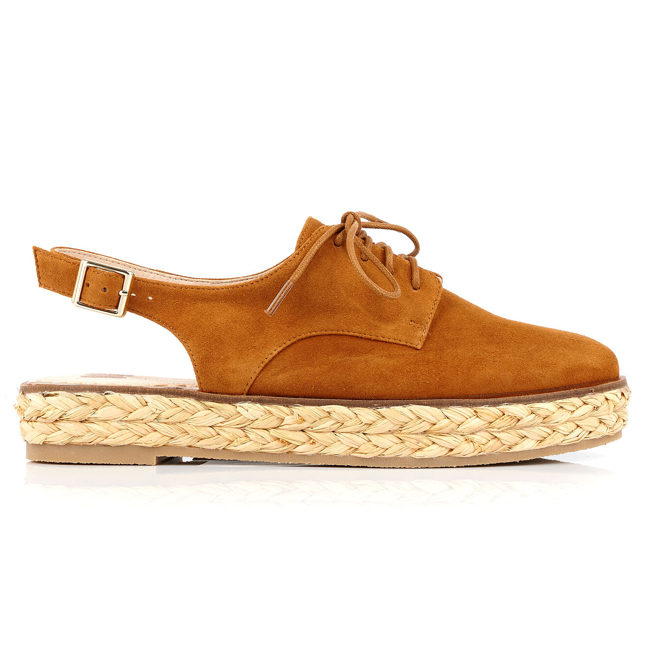 Mellow Yellow Derbies en Velours de Cuir camel