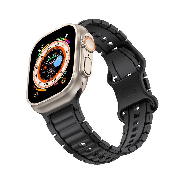 Apple Watch (49/46/45/44 mm) HNBR Armband mit Knopf Verschluss (Gelenkumfang: 160-220mm) - Schwarz