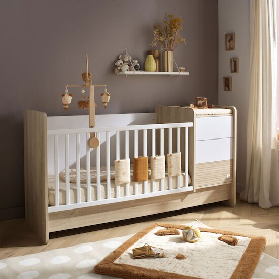 Paloma Lit combiné évolutif   Chêne sépia blanc        70 x 140 cm   de               Sauthon Baby's Sweet Home