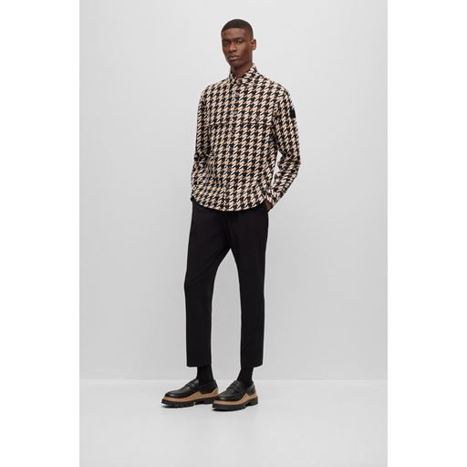 Boss Black Mønstret Skjorte, Medium Beige, XL
