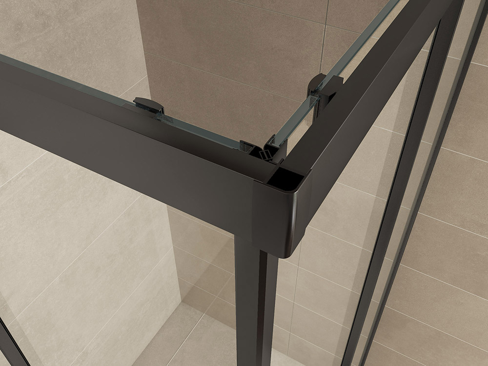 Mueller Dano douchecabine met hoekinstap mat zwart 100x100cm
