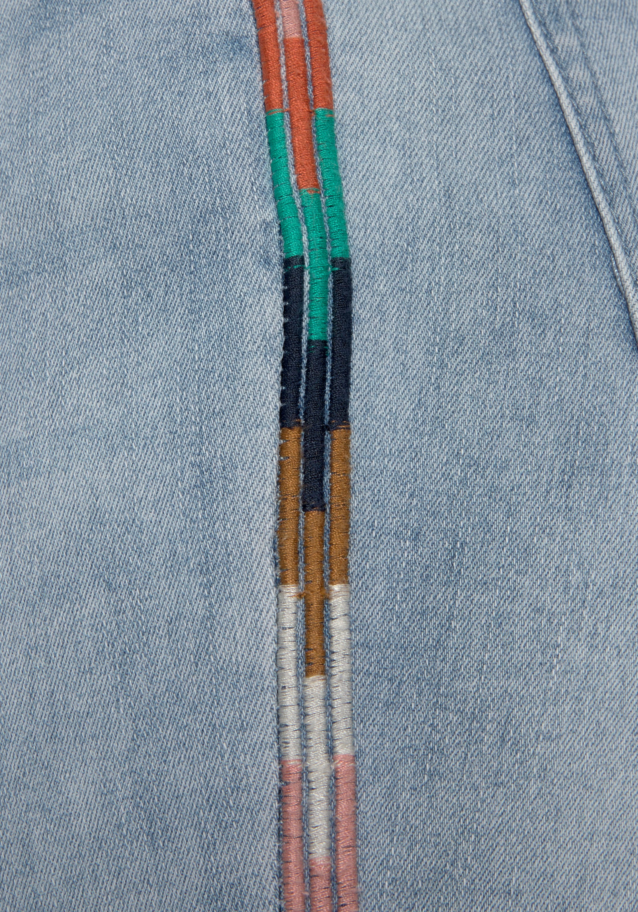 LASCANA High-waist-Jeans mit seitlicher Stickerei, elastische Skinny-Jeans