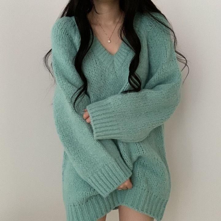 Cerauno - V-hals effen oversized trui