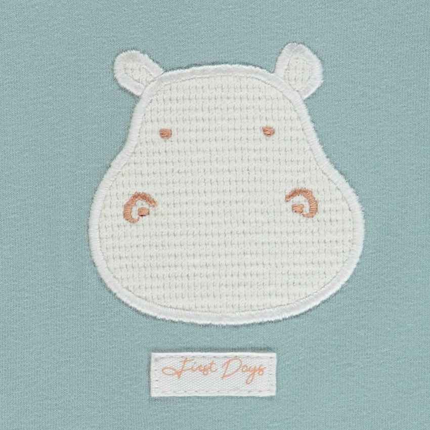 Ensemble 2 pièces motif hippopotame pour bébé garçon - Bleu moyen