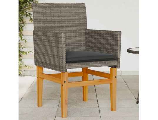 VIDAXL - Chaises de jardin coussins lot de 2 gris résine tressée et b...