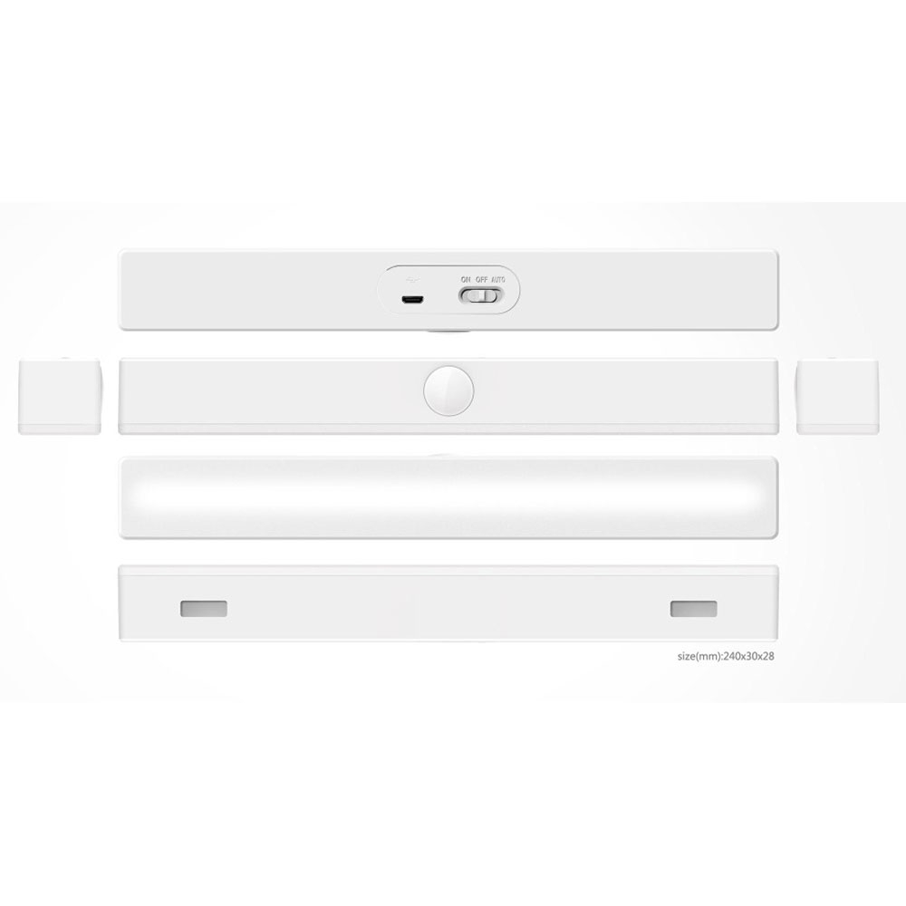 (24cm) 25 LED's LED Lichtleiste Selbstklebende USB Spiegel Leuchte mit PIR Bewegungsmelder - Kaltweiss