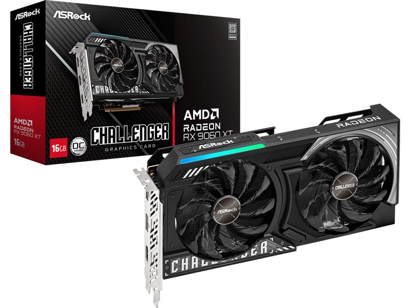 ASRock Grafikkarte AMD Radeon 9060 XT Challenger 16GB OC Grafikkarte mit 16GB Speicherkapazität