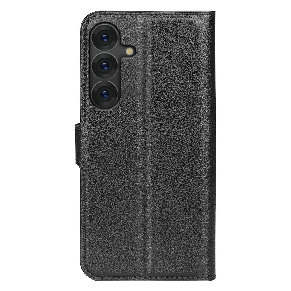 Samsung Galaxy S25  Plus Leder Tasche Flip Cover Litchi Look - Schwarz