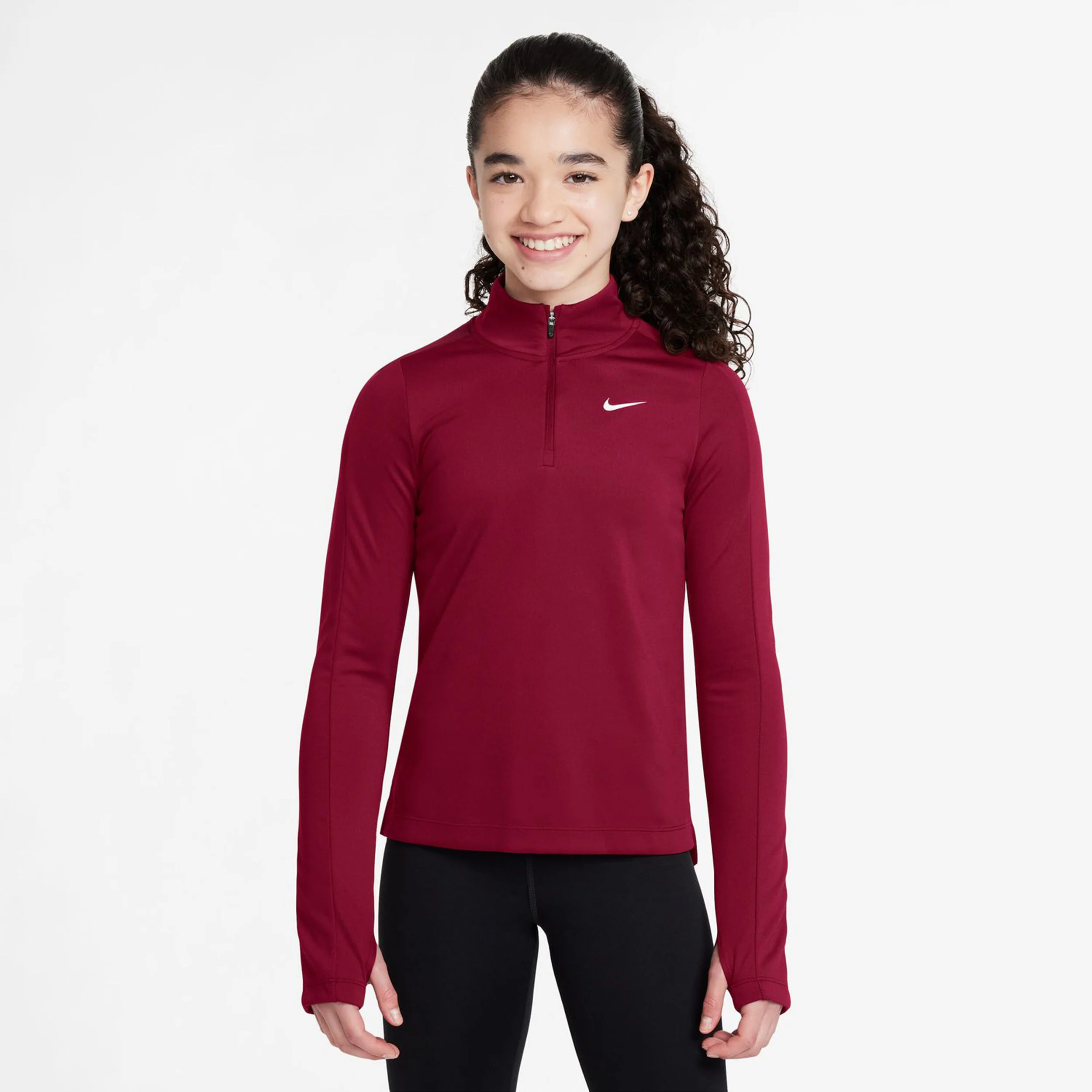 Nike Dri-Fit Haut Manches Longues Filles - Rouge , Blanc