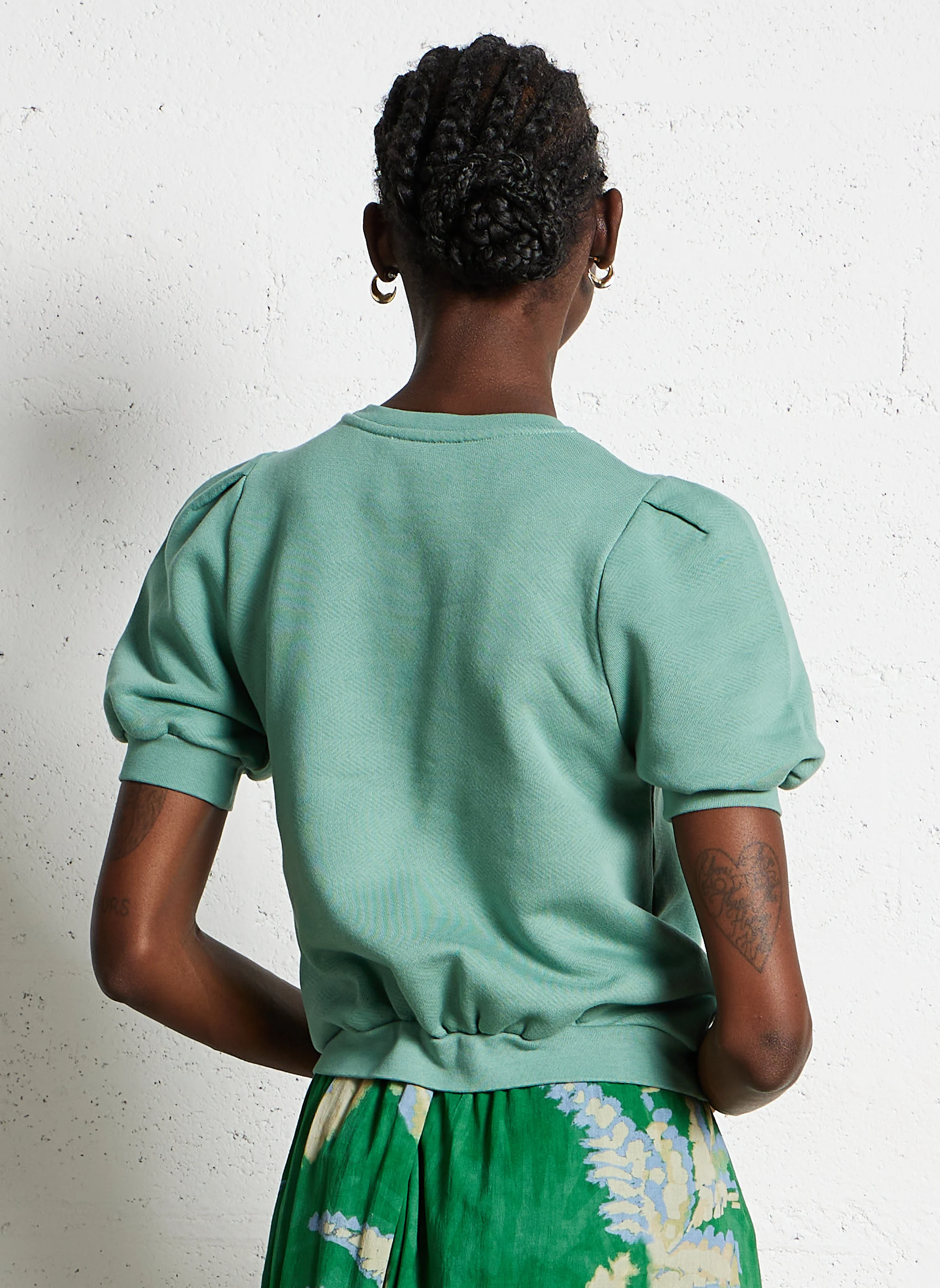 TAMAR - Sweat manches courtes en coton | Vert
