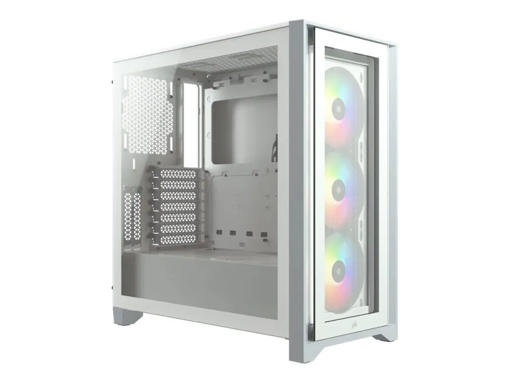 Corsair iCUE 4000X RGB – Miditower - ATX - ingen strømforsyning - Hvid - USB/Lyd