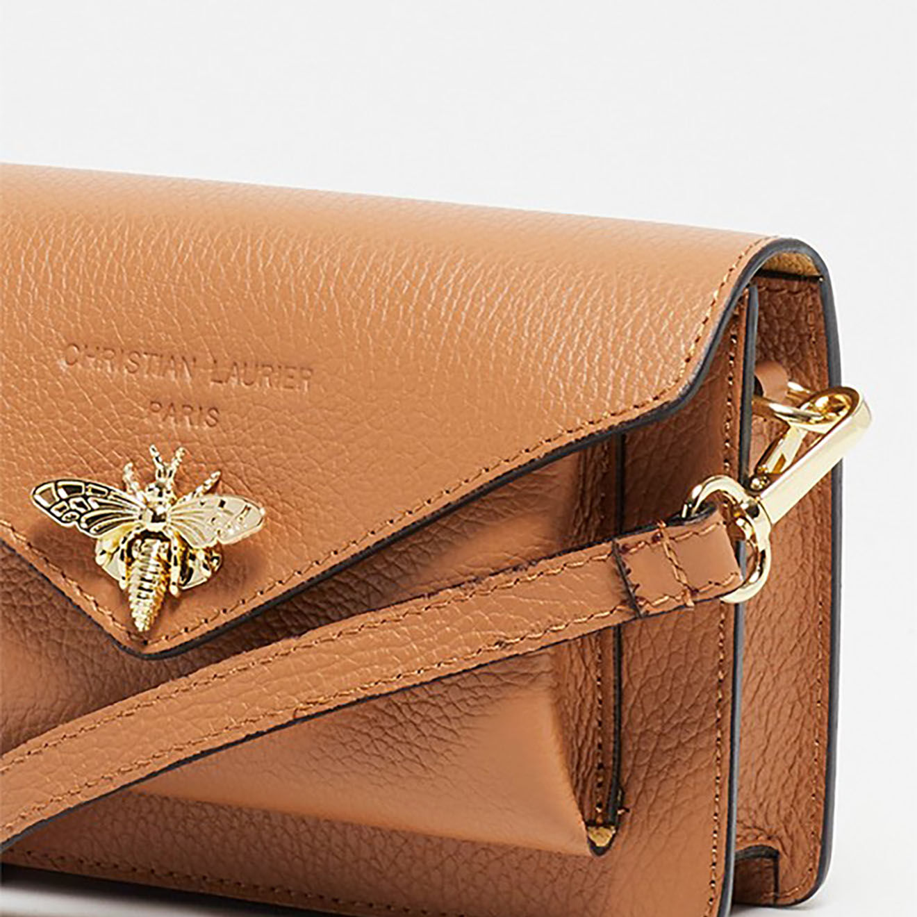 Christian Laurier Sac bandoulière en Cuir Roxane camel - 20x12x5.5 cm