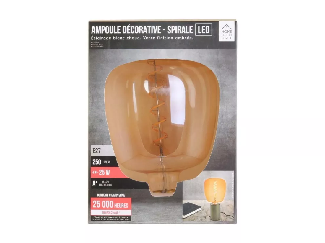 Ampoule carrée LED ambré 14 cm Lot de 2