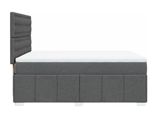 Sommier à lattes de lit avec matelas Gris foncé 140x190cm Tissu