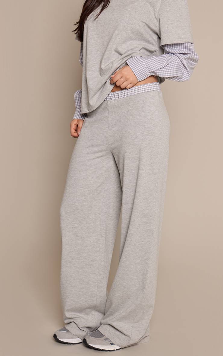 Pantalon Large En Jersey De Coton Avec Détail De Ceinture À Carreaux