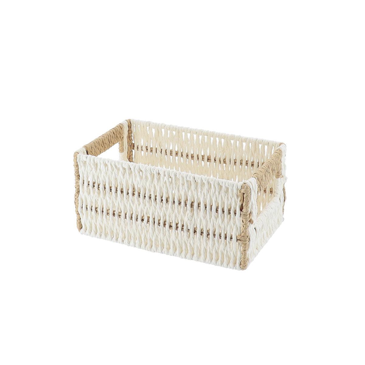PANIERE PAPIER BICOLORE 22X14X10.5CM BLANC NATUREL