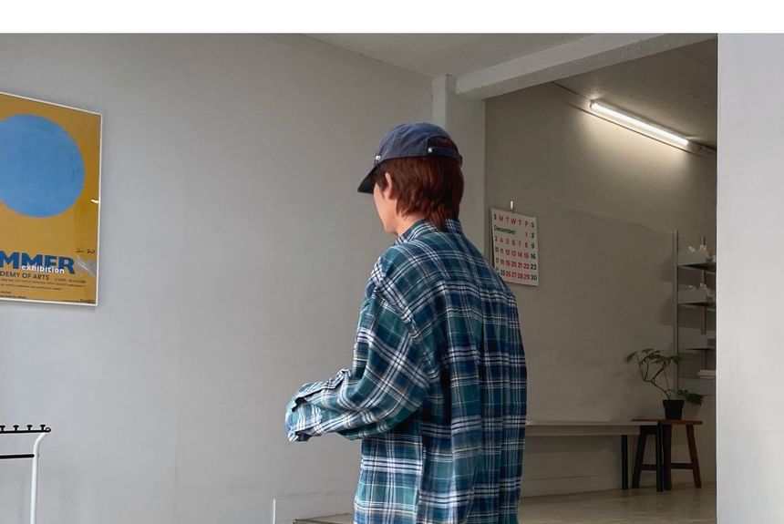 SeoulPop - Unisex geruit overhemd met lange mouwen en losse pasvorm