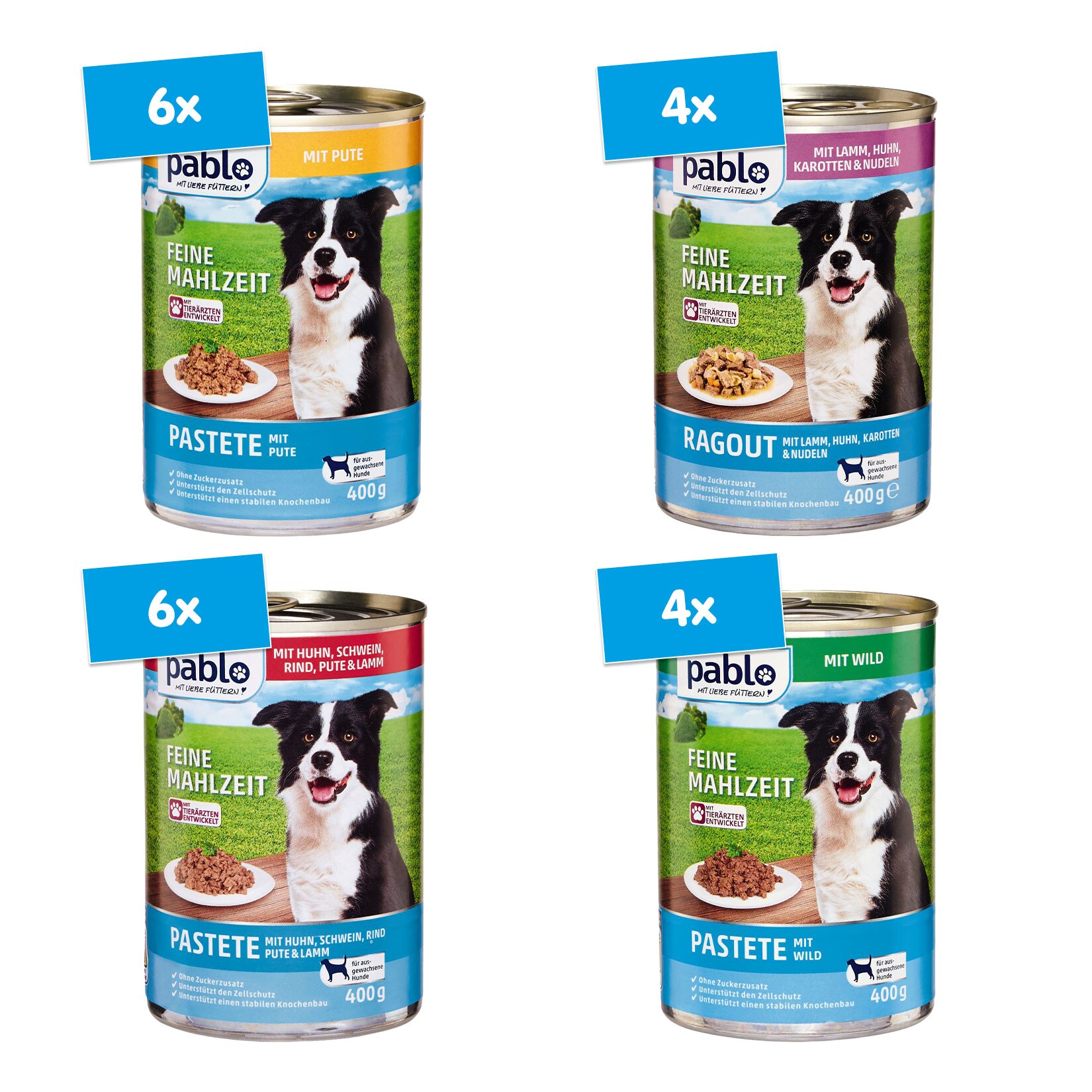 Pablo Hundenahrung 400 g, verschiedene Sorten, 20er Pack