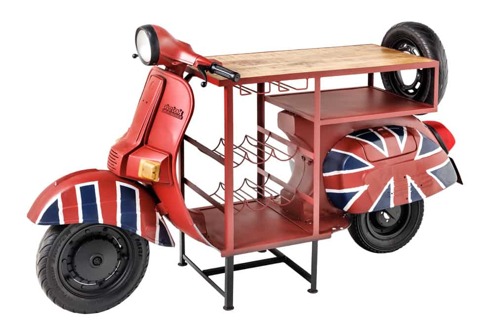 Design Bartisch SCOOTER 180cm rot Mangoholz Handarbeit Upcycling