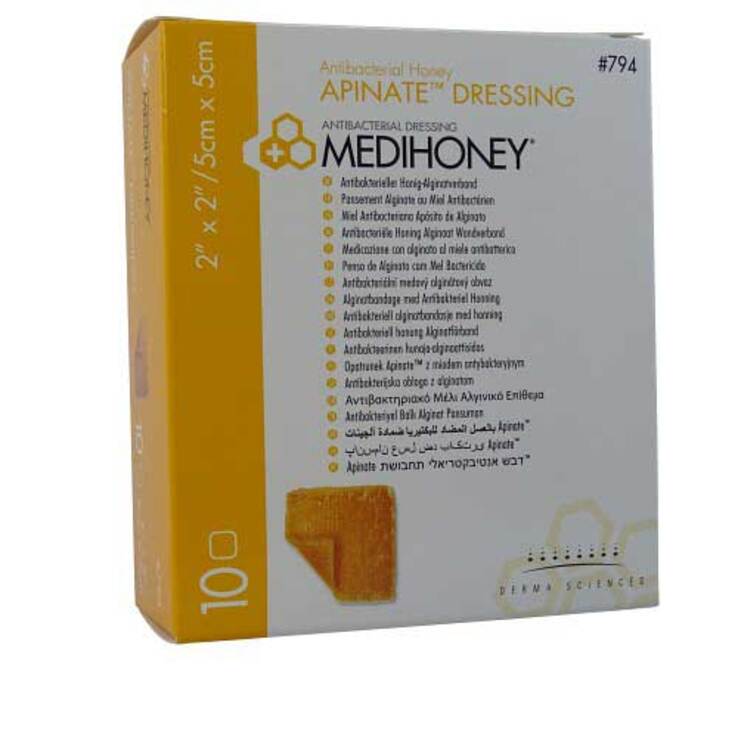 Medihoney Apinate med.Honig Alginatverband 5x5cm, 10 St