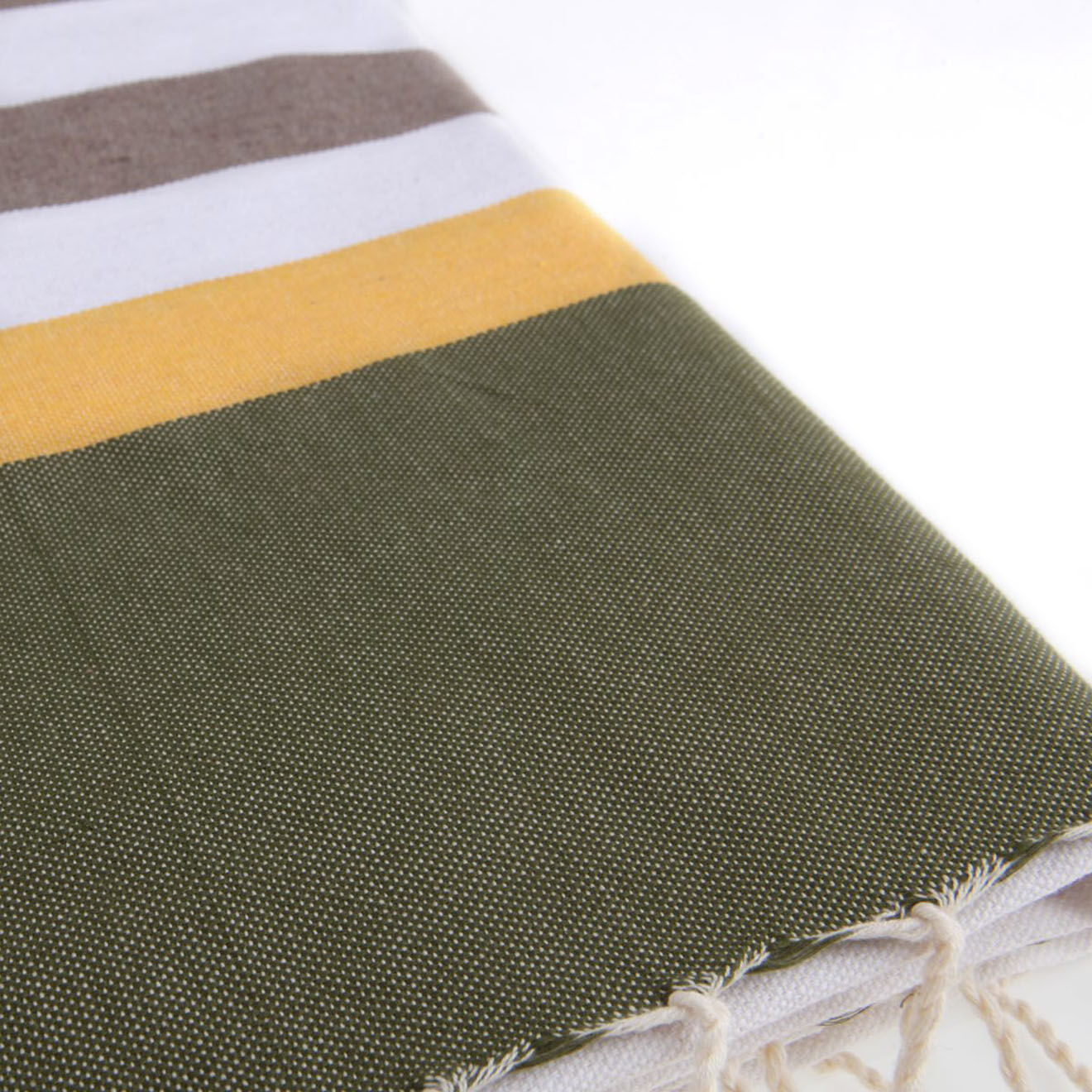 Febronie Fouta Arcachon taupe/blanc/jaune - 100x200 cm