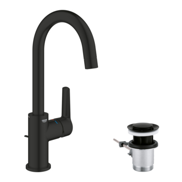 Grohe Wastafelmengkraan Start L-Size met waste Mat Zwart
