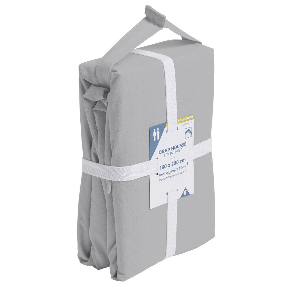 Drap housse 160x200cm polycoton gris