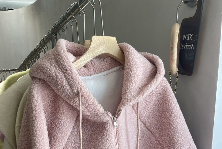 Cafamo - Hoodie met halve rits en imitatiebont
