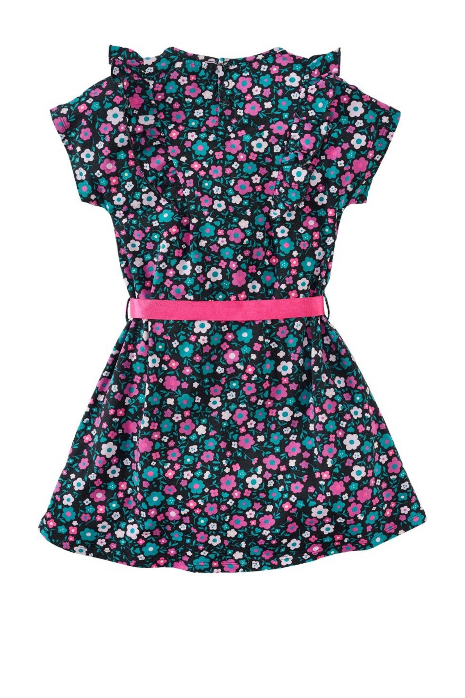 Z8 gebloemde jurk Bibian zwart/roze/groen