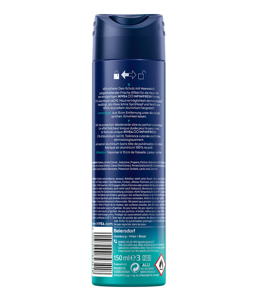 (150ml) Fresh Ocean Deo Anti-Transpirant Spray Infini Fresh (80052)