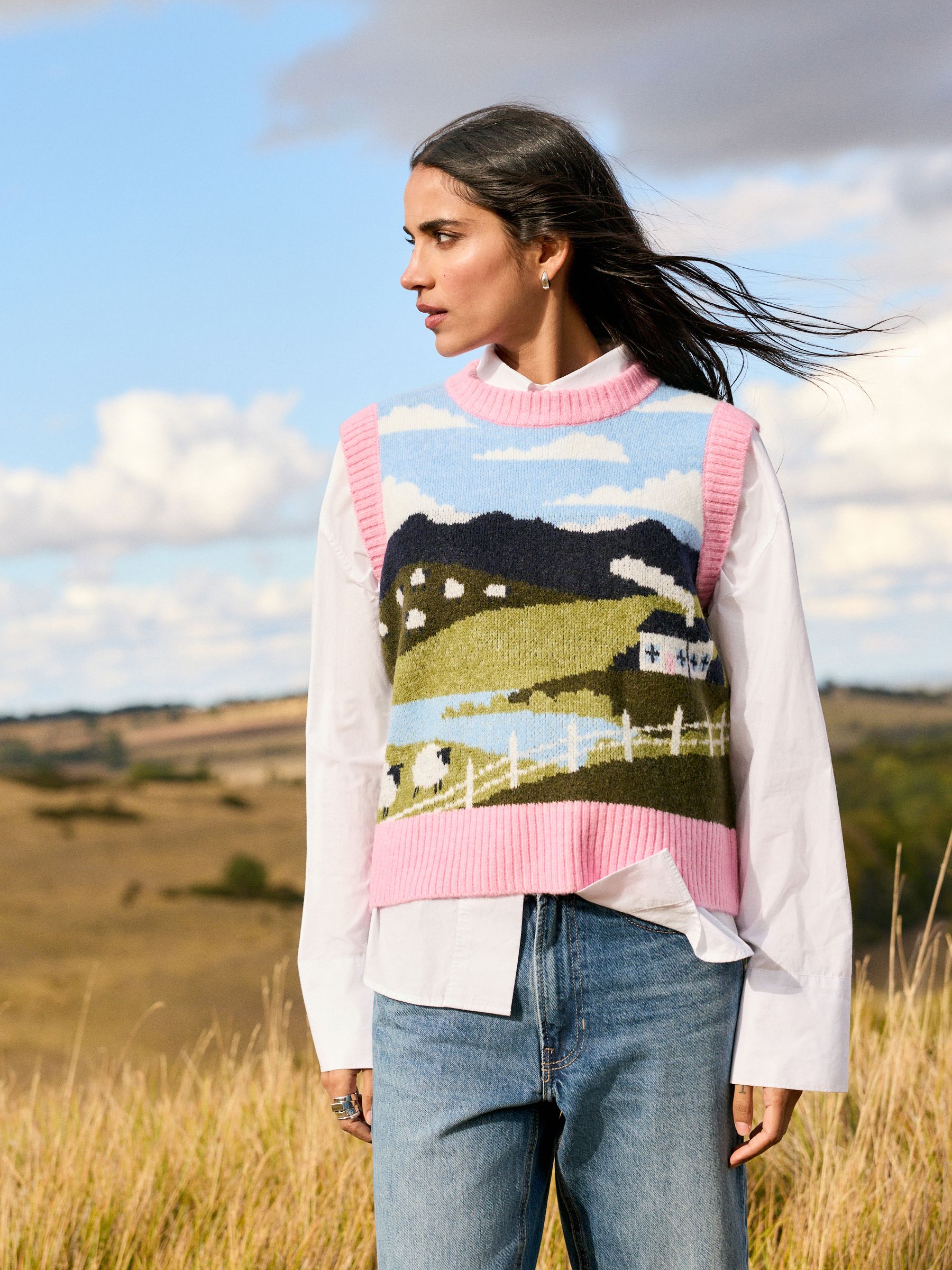 Scène met meerdere landschappen - Sleeveless Knitted Tank With Wool