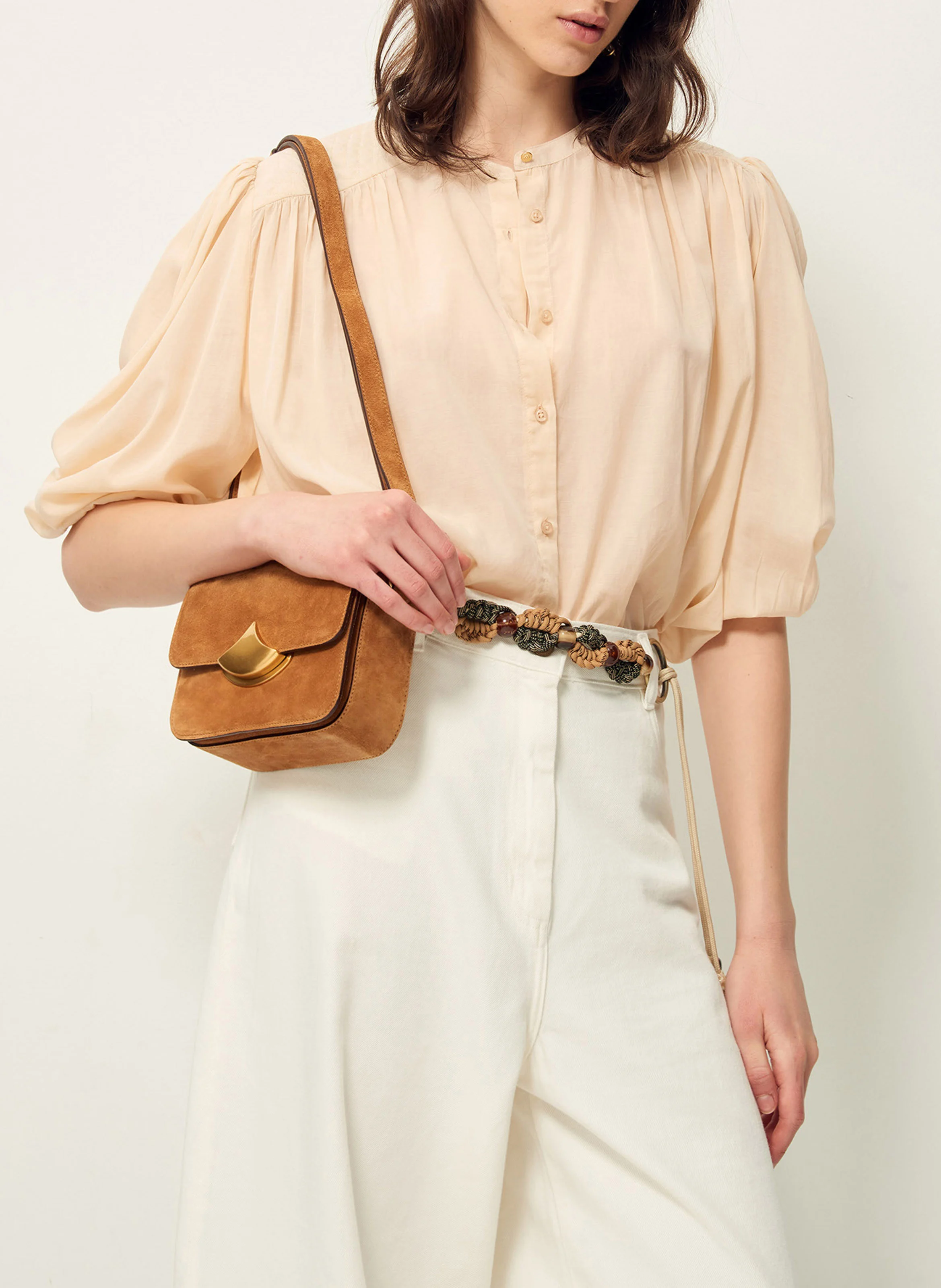 SUZY - Blouse ample en coton mélangé | Beige